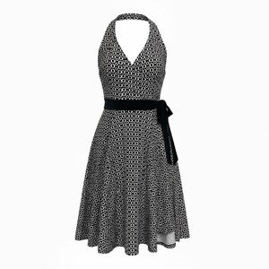 Studio Y Black and White Patterned Midi Dress